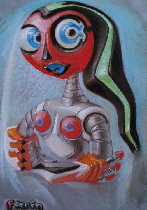 Buste de femme les bras croisés Dessin, 16,5x11,8 in