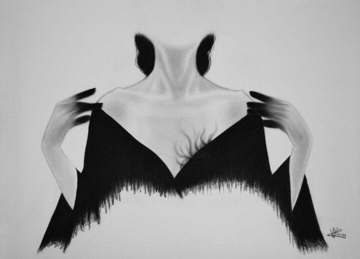 Zeichnungen mit dem Titel "Witch" von Lisa Ries, Original-Kunstwerk, Conté-Buntstifte