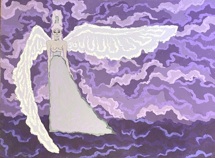 NEMESIS Dark fantasy goddess of retributions in violet tones Tablo, 11,8x15,8 in