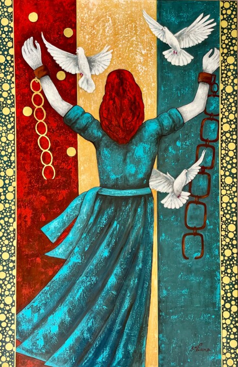Peinture intitulée "Freedom" par Salette Viana, Œuvre d'art originale, Acrylique Monté sur Châssis en bois