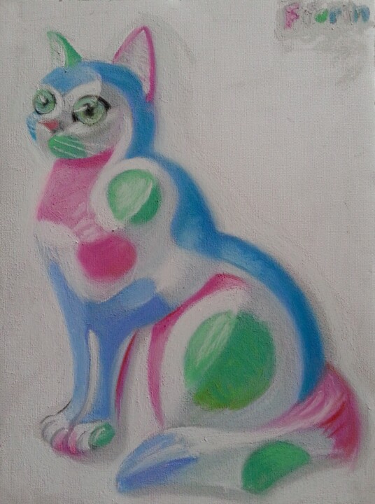 Chat assis Disegno, 15,8x11,8 in