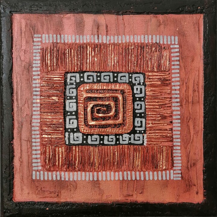 African Ornaments: Warmth of the Earth 2 Painting, 7.9x7.9 in