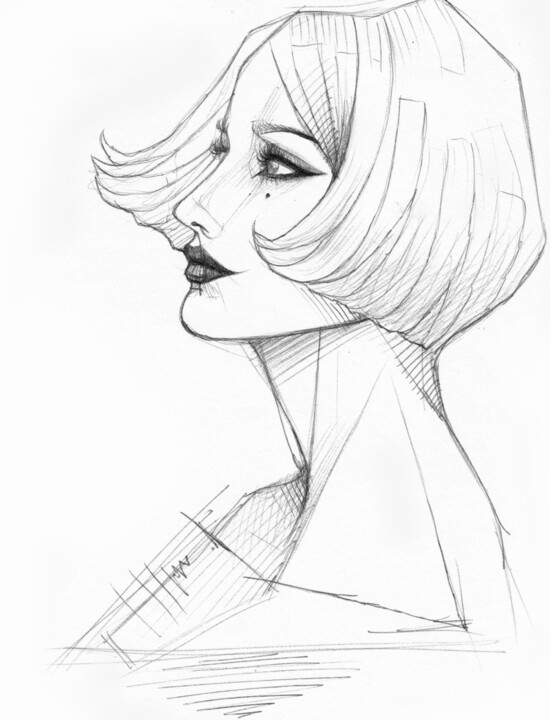 Donna di profilo 图画, 11.7x8.3 in