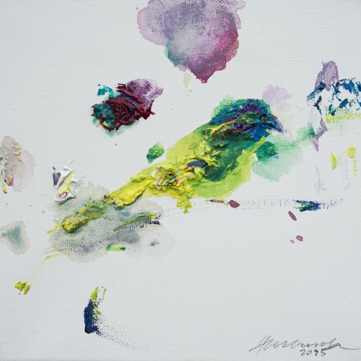 Schilderij getiteld "Seltener Vogel VIII" door Mark Hellbusch, Origineel Kunstwerk, Olie Gemonteerd op Frame voor houten bra…