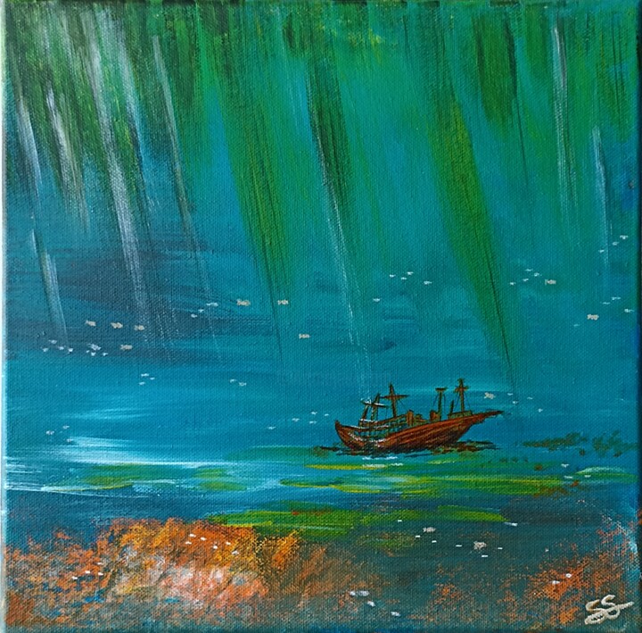 Calme sous les eaux 绘画, 11.8x11.8 in