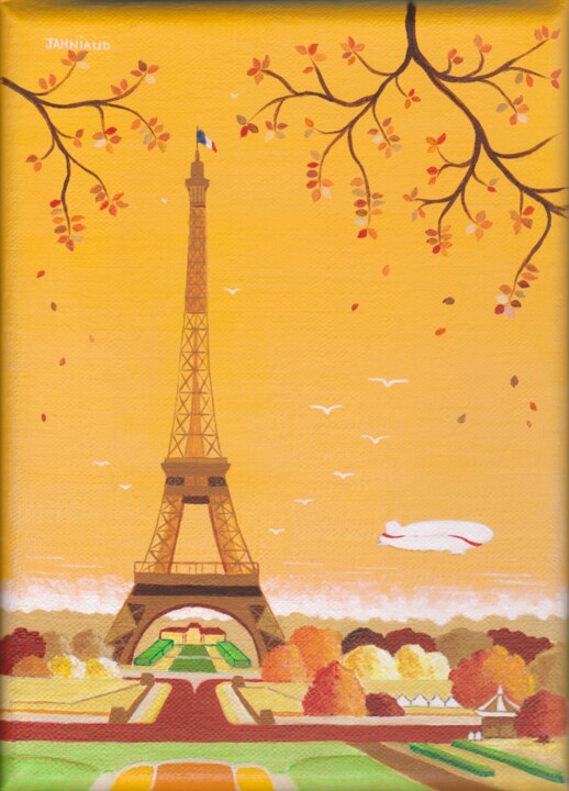 Un petit automne à la tour eiffel 绘画, 8.7x6.3 in