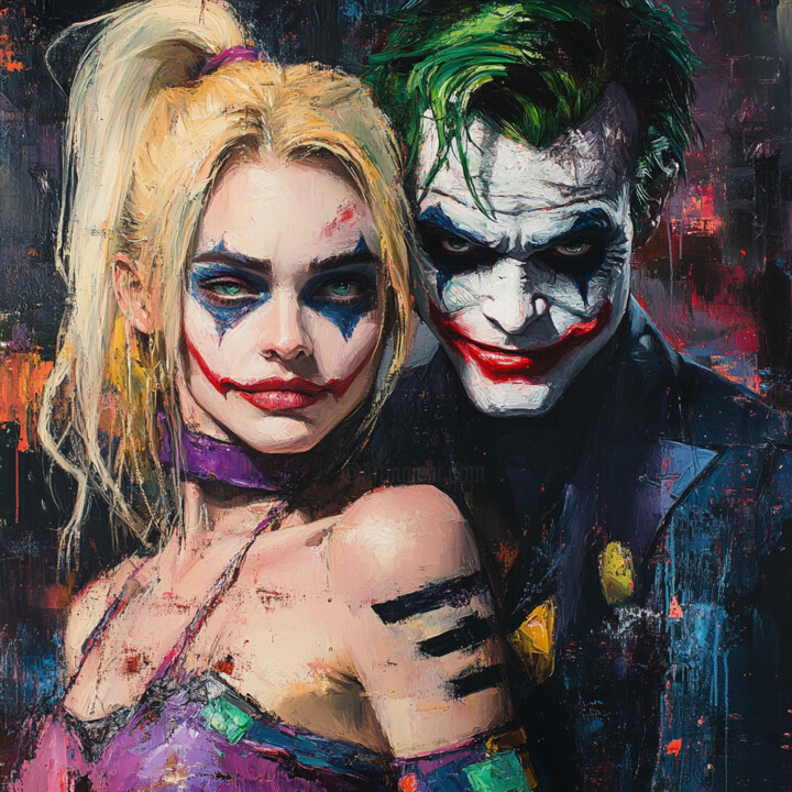 绘画 标题为“Joker and Harley Qu…” 由Yass, 原创艺术品, 油
