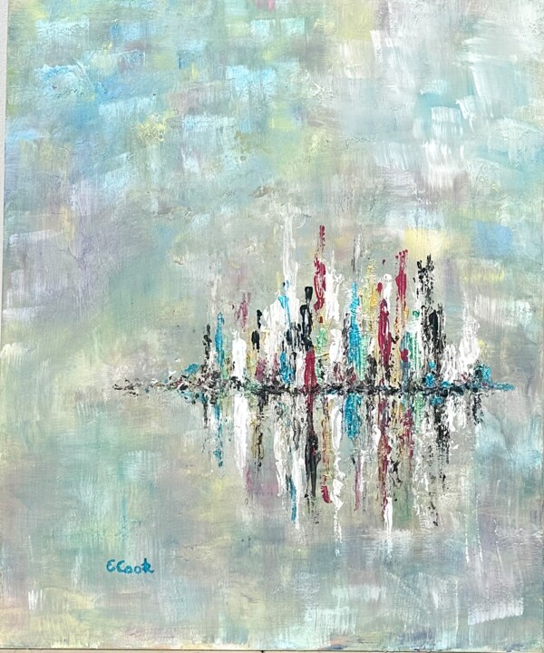 Painting titled "Dazzling Skyline" by Elisa Cook Benbassat Bassat, Original Artwork, Acrylic
