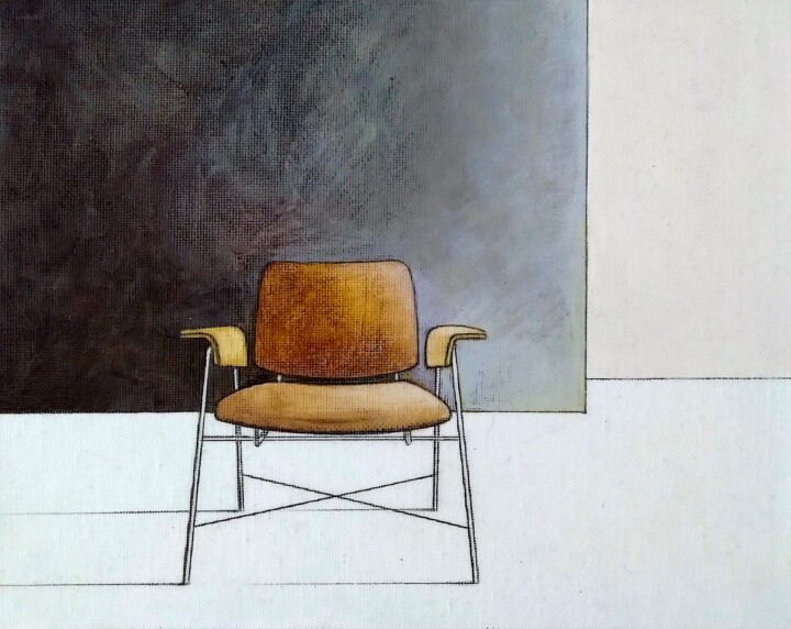 Painting titled "GUEST HOUSE" by Mea N. Ambrozo, Original Artwork, Acrylic Mounted on Cardboard