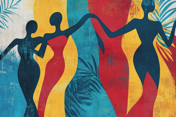 Rhythm of Sisterhood: Abstract digital painting 数字艺术