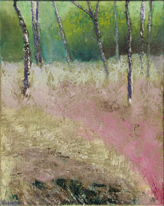 Peinture intitulée "Forest Behind Delor…" par C. E. Turner, Œuvre d'art originale, Huile Monté sur Châssis en bois