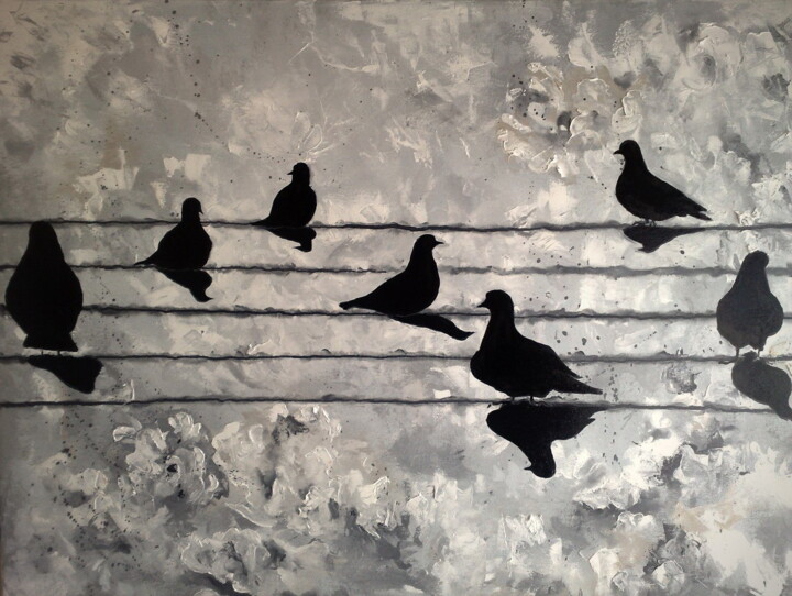 Black doves 绘画, 23.6x31.5 in