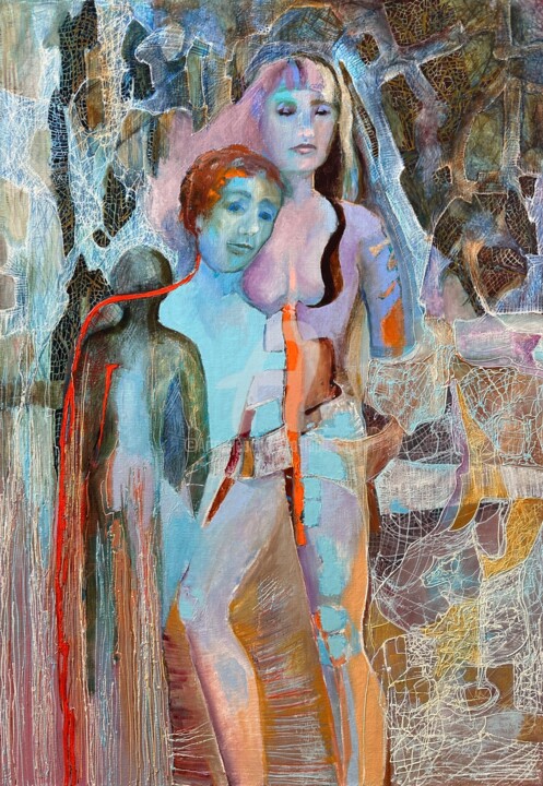 Peinture intitulée "Błękit nocy" par Anna Lupa-Suchy, Œuvre d'art originale, Huile