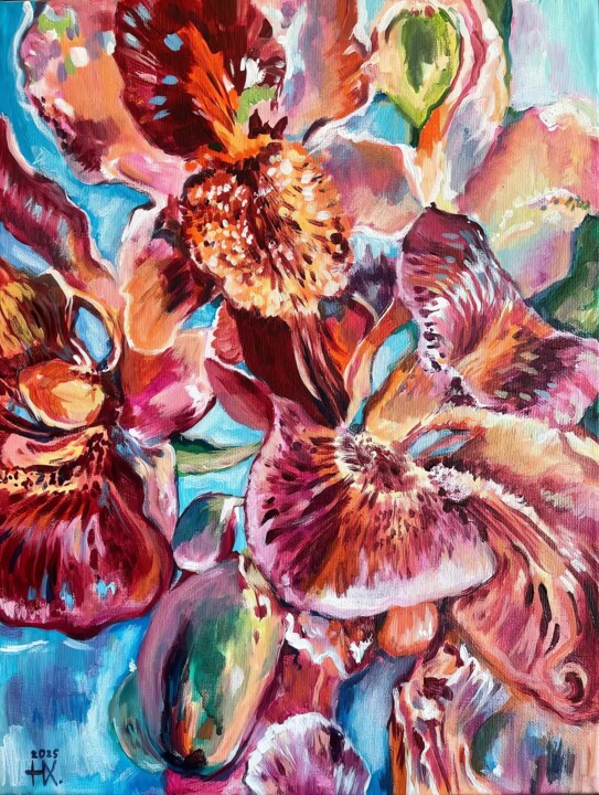 "Orchid, Explosion of colors" 绘画, 15.8x11.8 in