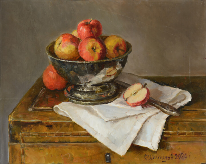 Натюрморт с яблоками 绘画, 15.8x19.7 in