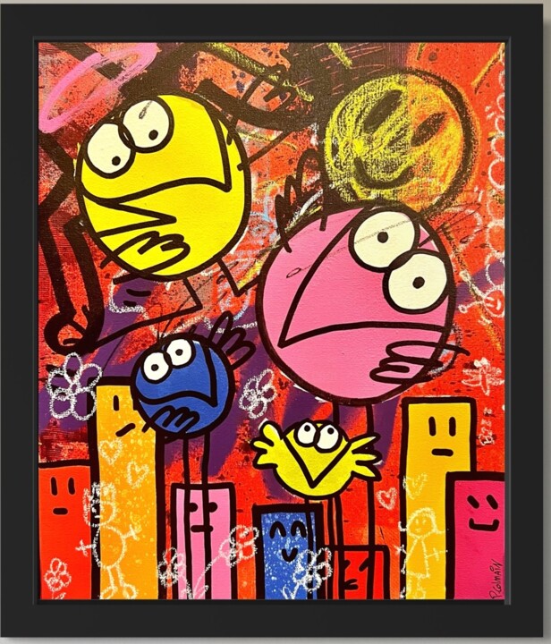 LES AMOUREUX 绘画, 21.7x18.1 in