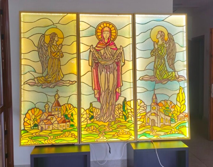 THE PROTECTION OF THE MOTHER OF GOD Triptych Design, 59.1x78.7 in