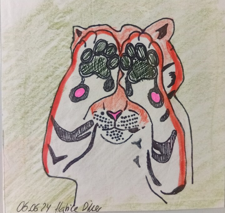 Tiger #04 绘画, 4.3x4.5 in