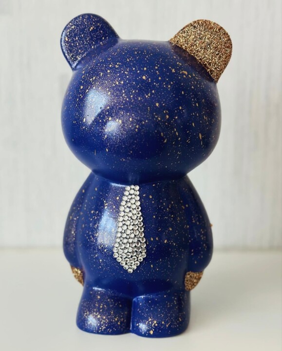 Sculpture intitulée "Ourson Love" par Cha., Œuvre d'art originale, Résine