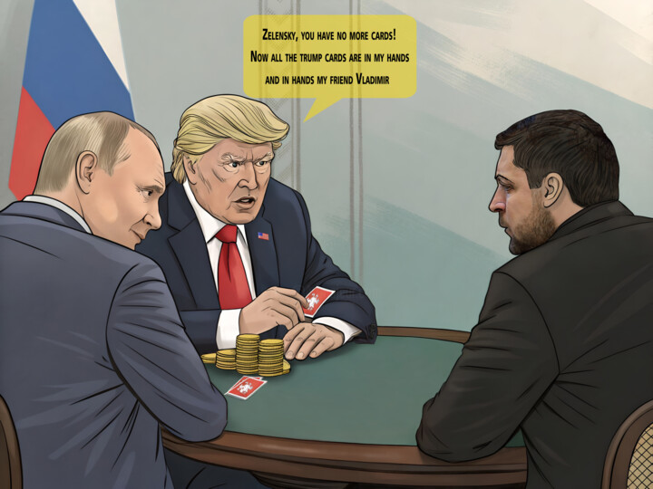Three card players are sitting at table 数字艺术
