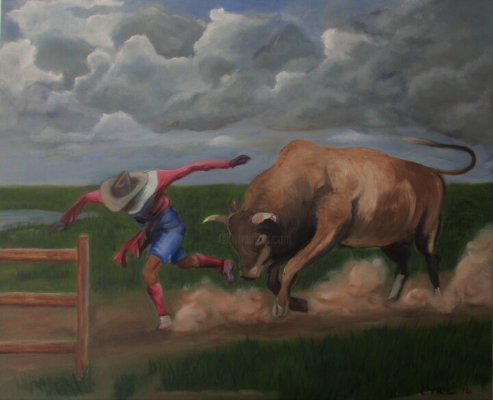 Cowboy Run 绘画, 20x24 in