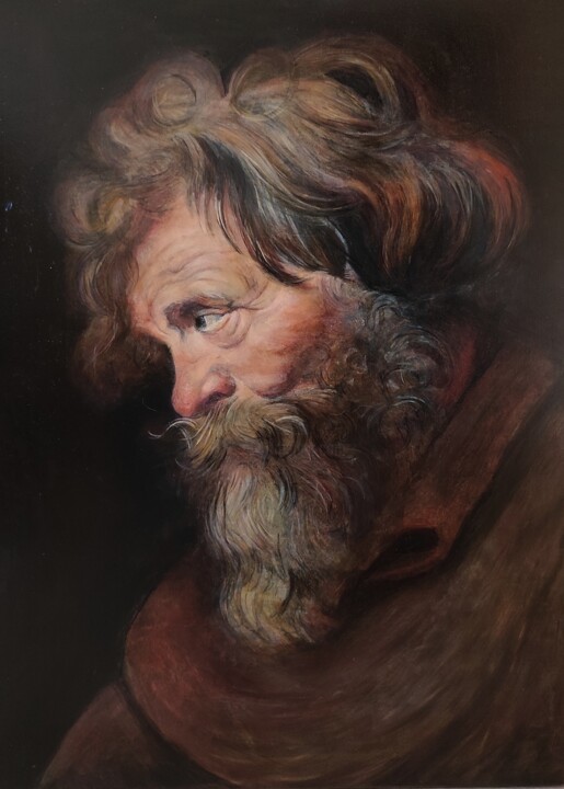 a copy of a Rubens painting. Portrait of an old man Pittura, 15,8x11,8 in