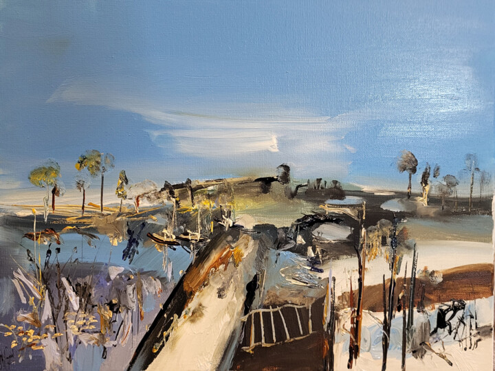 Peinture intitulée "Le récit des heures…" par Muriel Cayet, Œuvre d'art originale, Acrylique Monté sur Châssis en bois