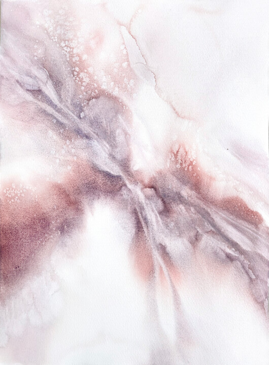 Abstract flowers in pale pink colors 绘画, 20.8x15.3 in