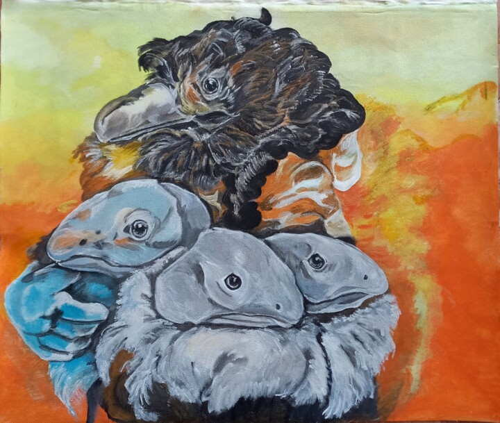 Женщина- ворон Миття и ее слуги Лососи 绘画, 19.7x23.6 in