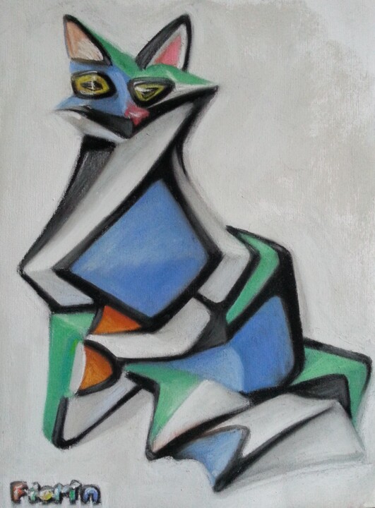 Chat sur son séant 图画, 15.8x11.8 in