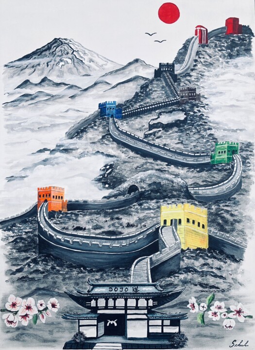 Картина под названием "L’ascension des gra…" - Valérie Schuler, Подлинное произведение искусства, Акрил Установлен на Деревя…