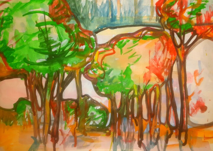 Small lake 绘画, 11.7x16.5 in