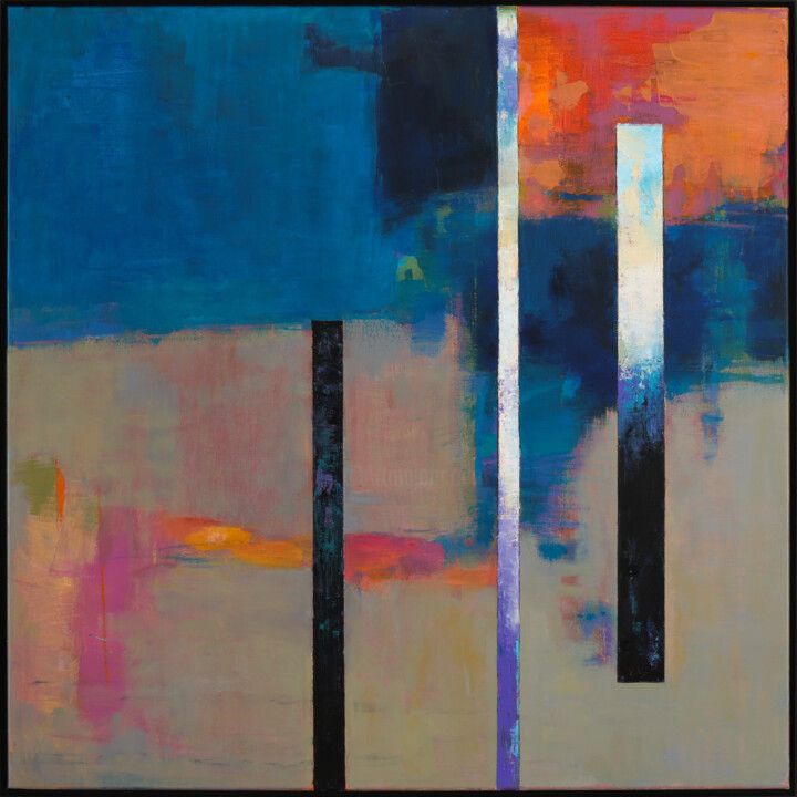 Painting titled "Linear Abstract #2" by Bo Kravchenko, Original Artwork, Oil