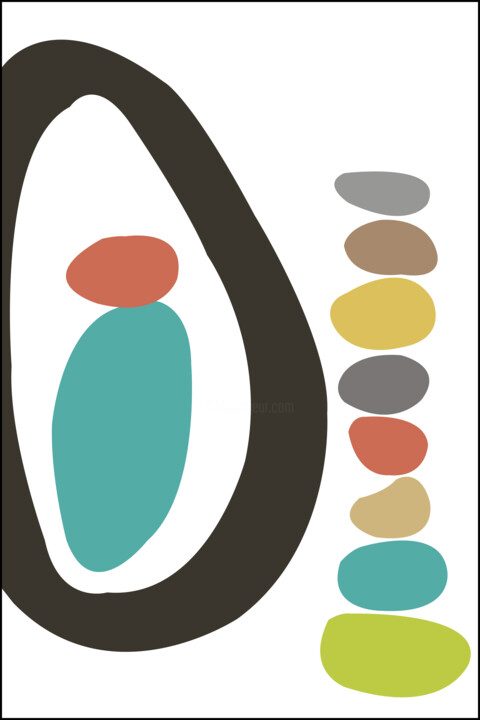 Digital Arts titled "Balancing abstract…" by Mandeep Pannu, Original Artwork, Digital Painting