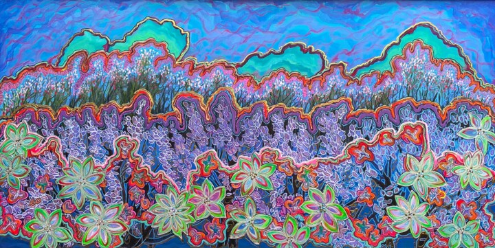 Pintura titulada "Ode to Spring" por Olga Rokhmanyuk (ROArtUS), Obra de arte original, Acrílico Montado en Bastidor de camil…