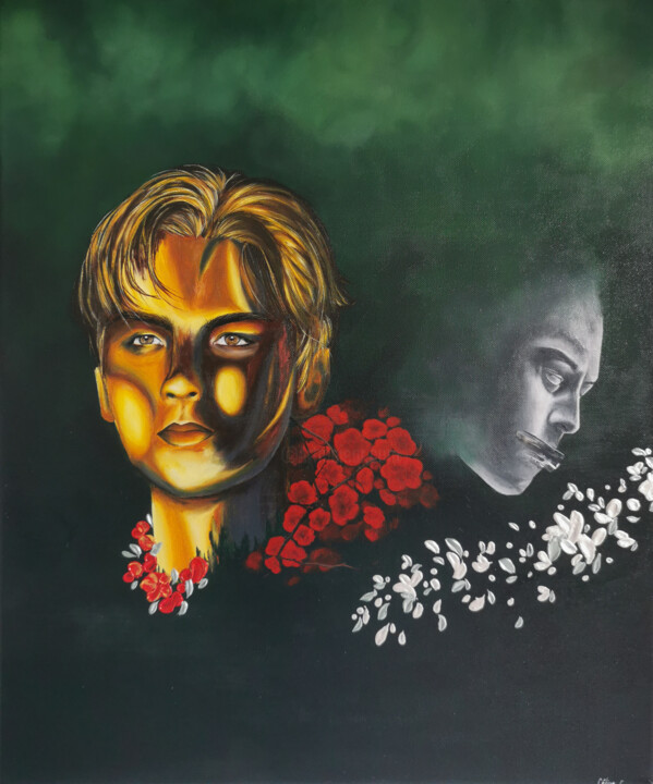 D'or ou de pierre. 绘画, 21.7x18.1 in