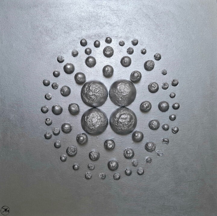 Silver geometric minimalism.Integrity 绘画, 19.7x19.7 in