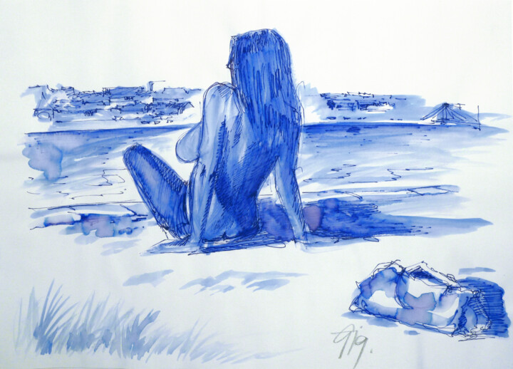 Elbstrand. 图画, 11.6x16.1 in