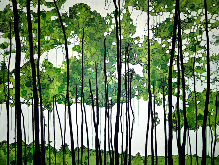 Forêt de pins 4 Painting, 35x45.7 in