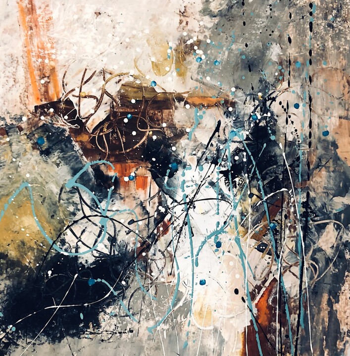 Painting titled "Douce abstraction" by Dam Domido, Original Artwork, Acrylic