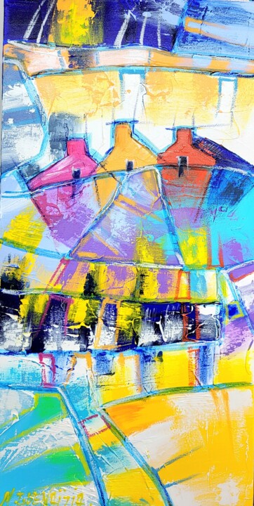 绘画 标题为“LA MAREE BLANCHE” 由Myriam Guenaizia, 原创艺术品, 油 安装在木质担架架上