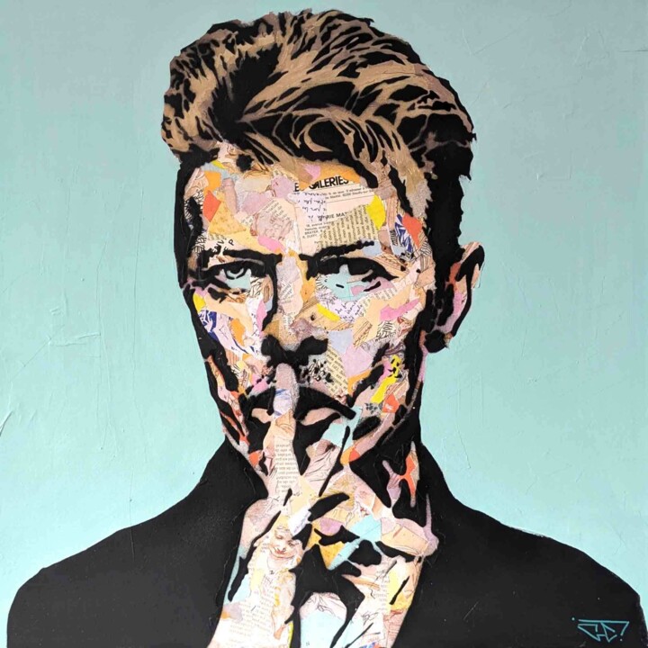 Portrait streetart David Bowie 绘画, 19.7x19.7 in