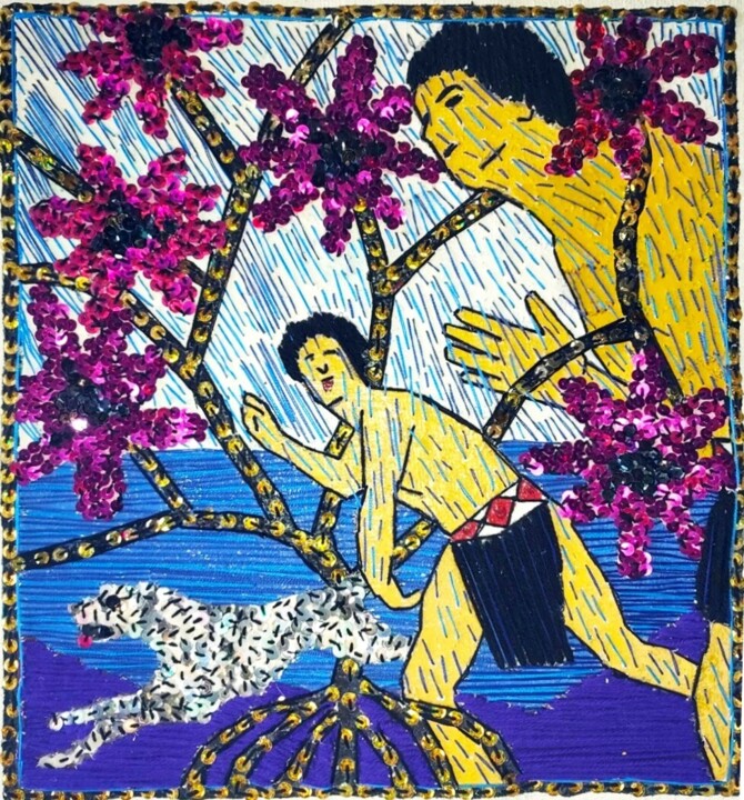 Tempete 섬유 예술, 15.8x14.6 in