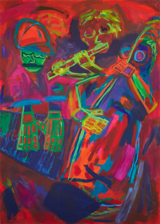 Malerei mit dem Titel "Flute, Keys And Dou…" von Simon Findlay, Original-Kunstwerk, Acryl