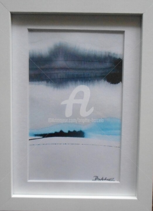 Peinture intitulée "Lac" par Brigitte Barcelo, Œuvre d'art originale, Encre Monté sur Carton