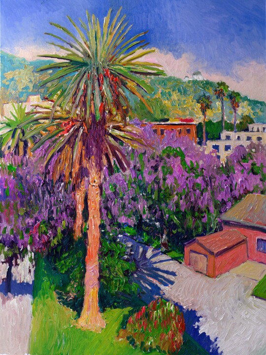 Painting titled "Hollywood in the Sp…" by Suren Nersisyan, Original Artwork, Oil Mounted on Wood Stretcher frame