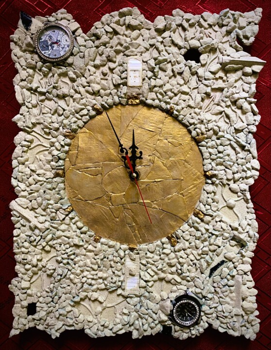Petrified Time (Wall clock) Painting, 16.9x13 in