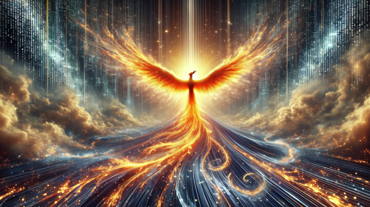 Digital Arts titled "Fenice Algoritmica…" by Alberto Capitani, Original Artwork, AI generated image