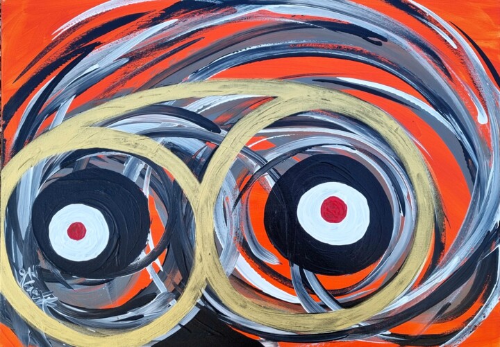 Red Pupils on Orange Back 绘画, 19.7x27.6 in