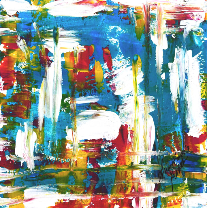 Dynamic Bloom: A Vivid Expression of Nature - acrylic easter Tablo, 15,4x15,4 in